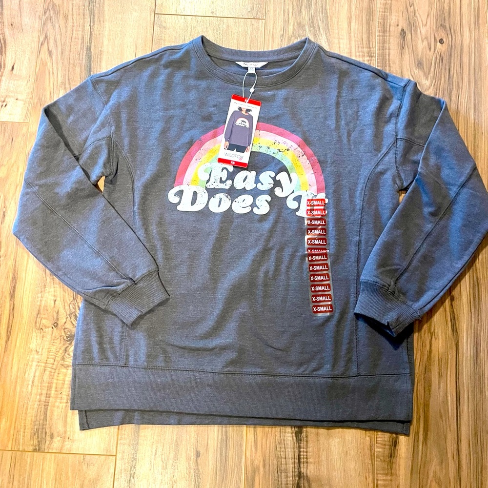 NWT Wild Fox “Easy Does It” Rainbow Sweater XS